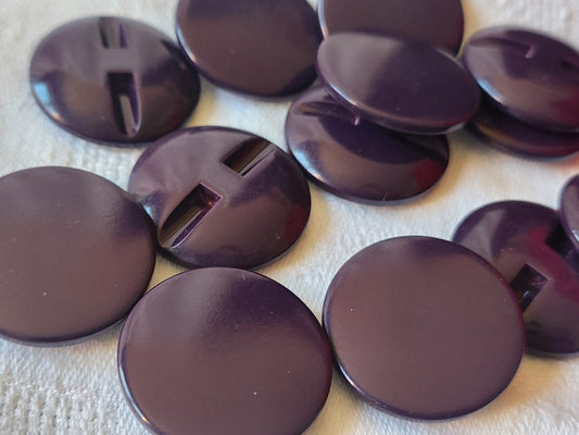 Lot 6 gros boutons vintage violet foncé plat  pied 2,7 cm ref 2600