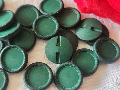 Lot 16 petits boutons vintage vert mat à pied 1,4 cm ref 3951