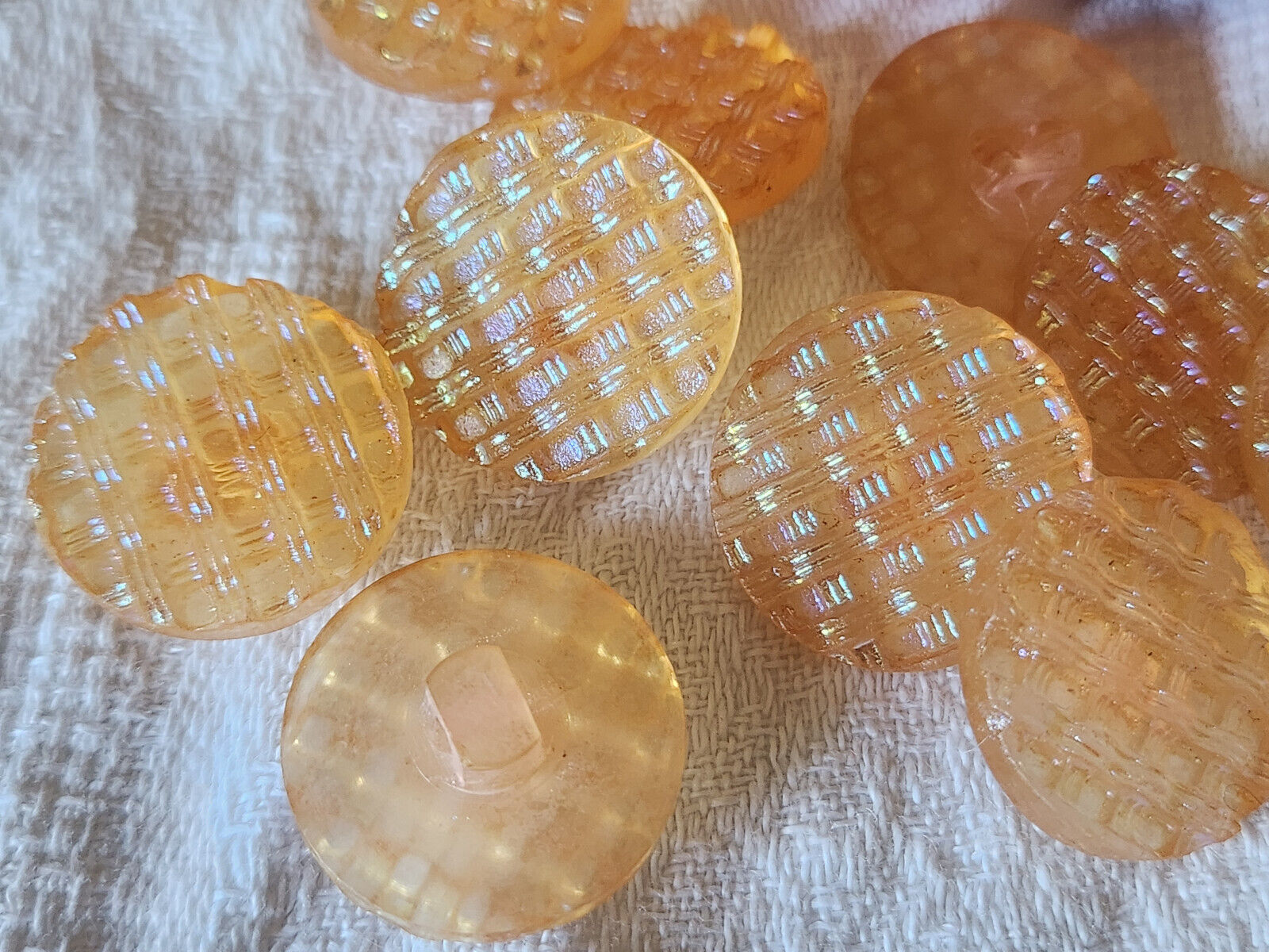 Lot 6 boutons vintage orange irisé à pied  2,2 cm ref 5461