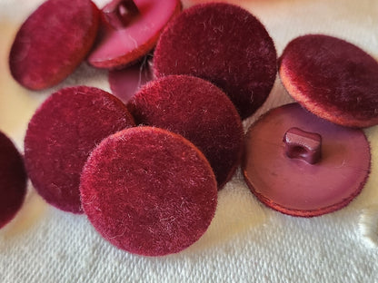 lot 6 boutons vintage teinte prune  daim doudou tissu pied  1,9 cm ref 1985