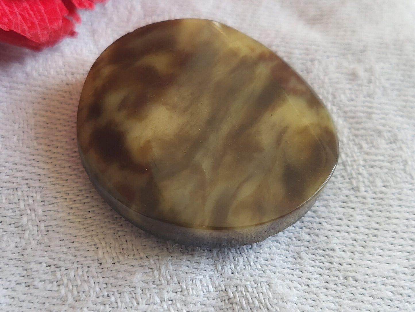 Collection bouton ancien art deco jaspé marron crème pied métal 2,6 cm D8C