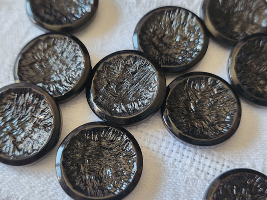 Lot 12 boutons vintage noir texturé 1,9 cm à pied ref 5242