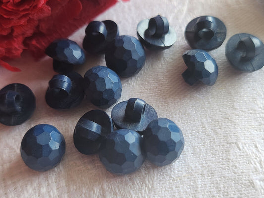 Lot 14 mini  boutons vintage bleu facette à pied 0,9 cm ou 9 mm ref 3272
