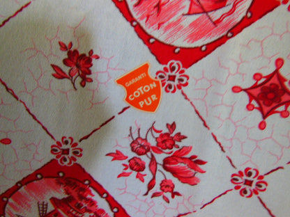 Nappe grande moulin champêtre rouge vintage serviette 2 mètres 90 B3