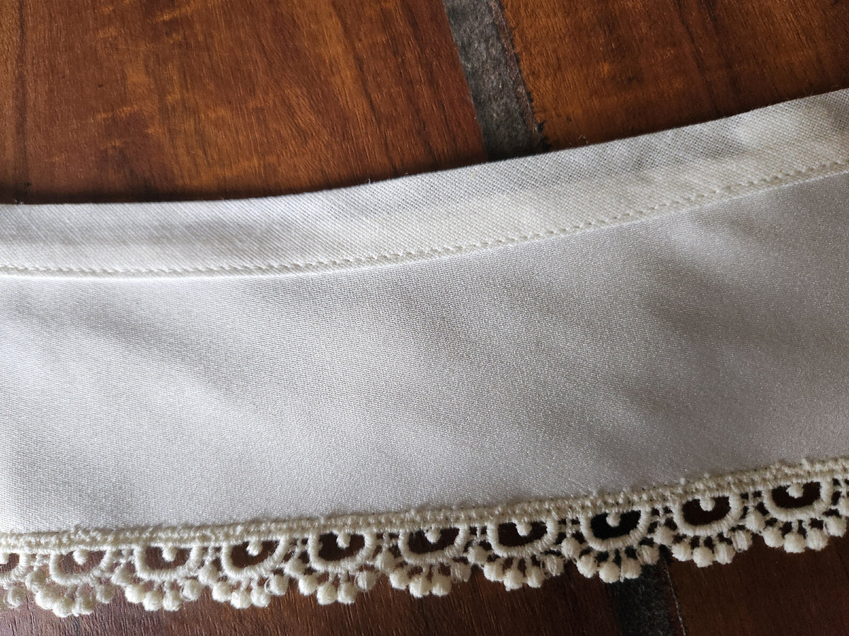 Ancien  col tissu satiné  dentelle  vintage  B1-73