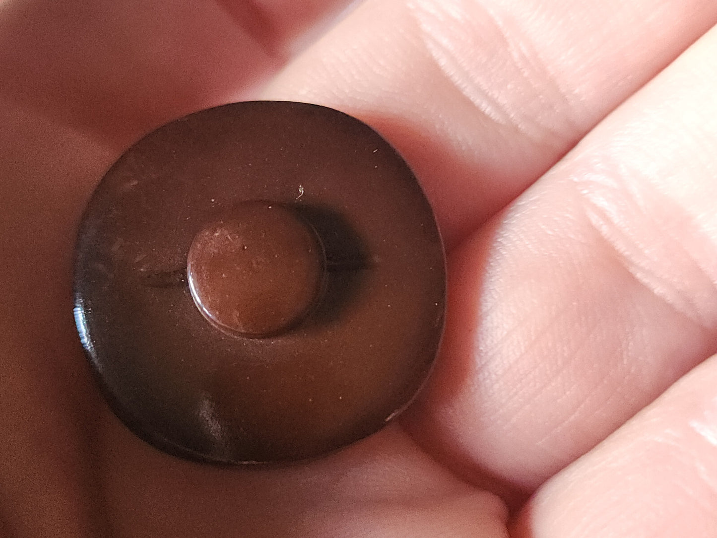 Gros bouton vintage avec cabochon en nacre marron 2,5  cm G8K