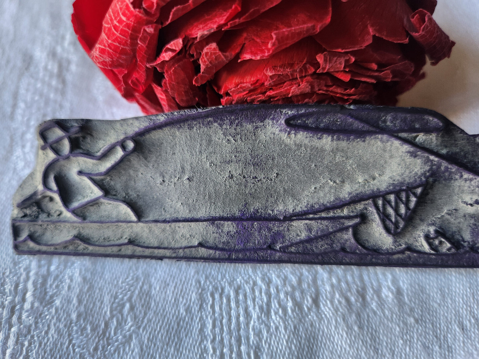 Tampon ancien sans support frise broderie collection pêche  n°42