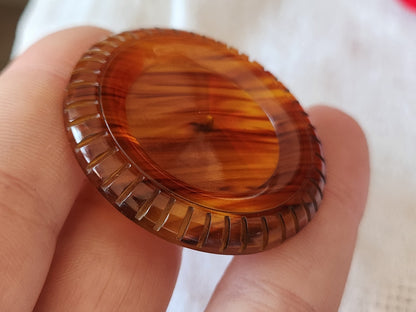 Enorme bouton ancien ecaille roux superbe 4,3 cm G18K
