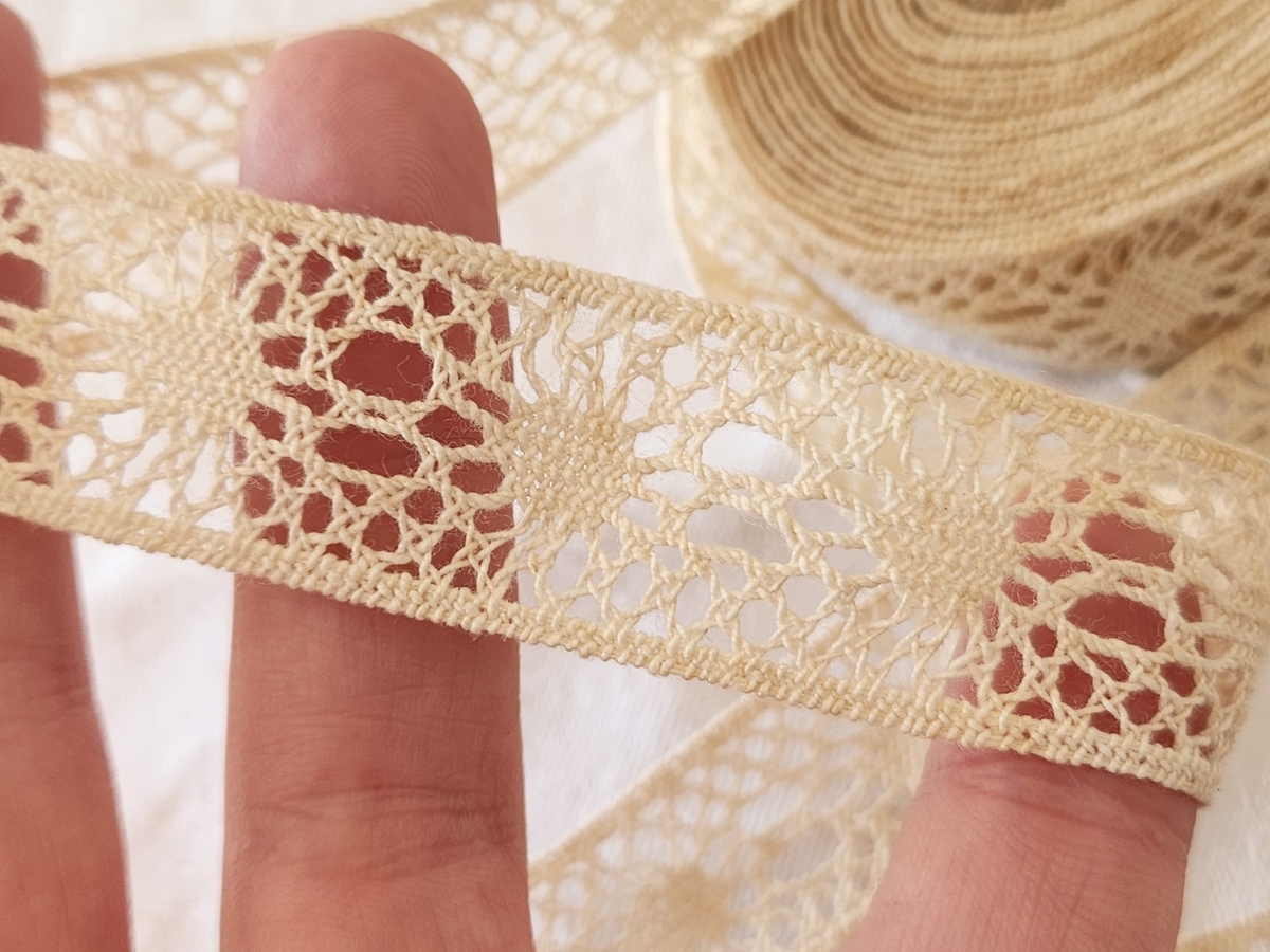 Dentelle ancienne grande longueur 4 mètres 90 sur  2,2 cm T2-7