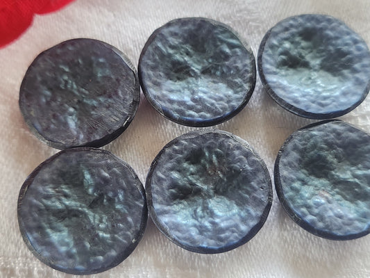 Lot 6 boutons vintage bleu à pied 2,2 cm ref 2380