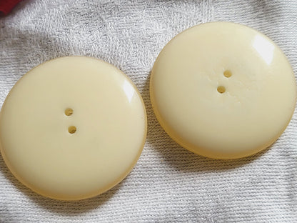 Duo gros boutons vintage pourtour lumineux blanc épais  3,6 cm ref 3006