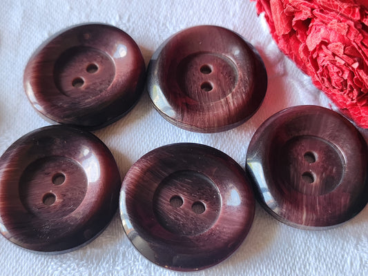 Lot 5 boutons vintage imitation corne violet  2,7 cm ref 2563