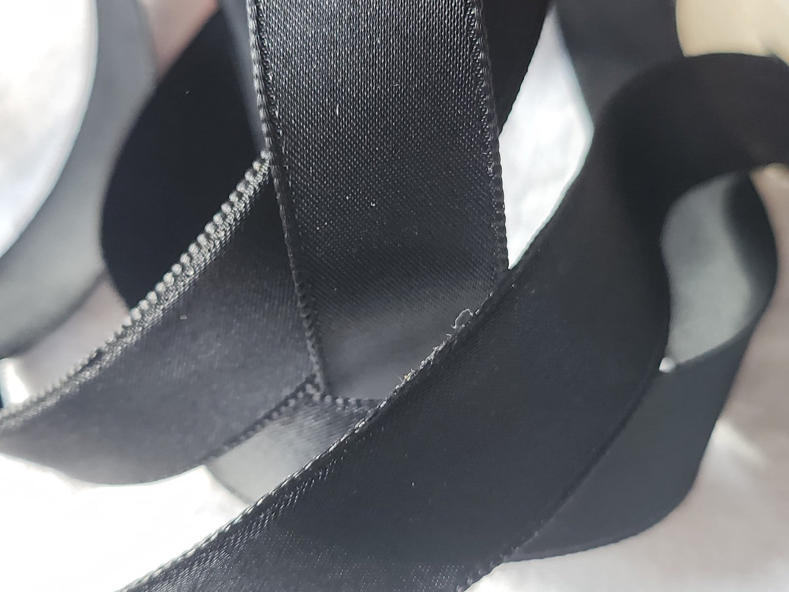 Ruban ancien nylon large noir raide 3 mètres 1,9 cm modiste chapeau B5 n°14