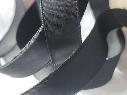 Ruban ancien nylon large noir raide 3 mètres 1,9 cm modiste chapeau B5 n°14