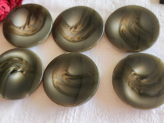 Lot 6 gros boutons vintage vert scintillant  pied 3,3 cm manteaux ref 5723