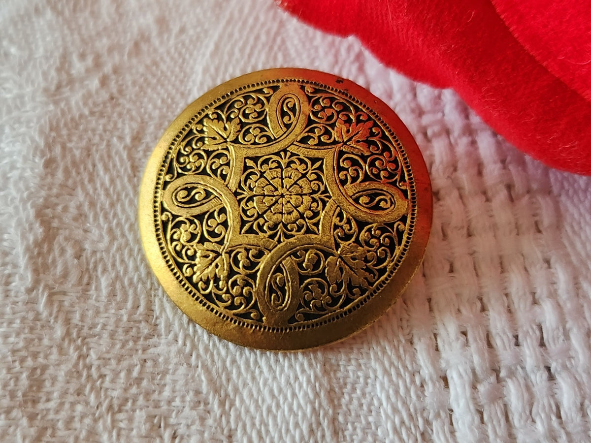 Collection  bouton ancien en métal doré motif 2,3 cm ou 23 mm pied G18D