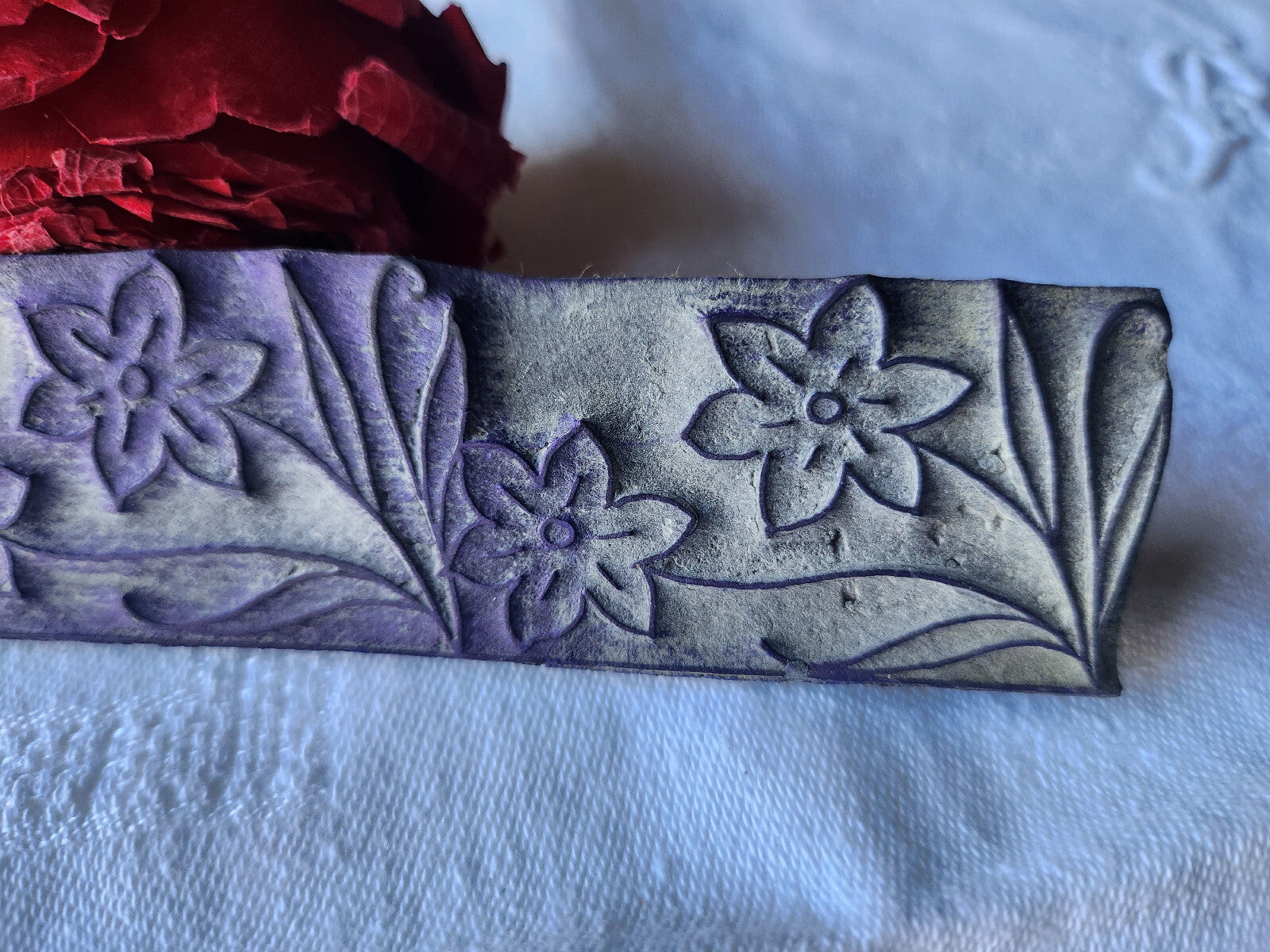 Tampon ancien sans support frise broderie collection fleur des champs  n°30