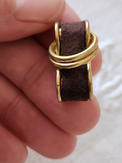 Collection bouton ancien en métal ornement parurier marron 2,6 cm D17C