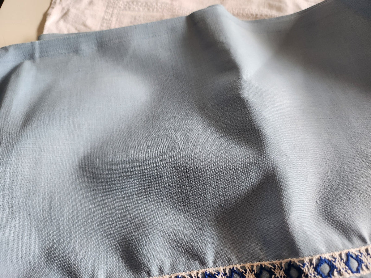 Très large bordure ancienne neuve bas jupon bleu 6 mètres 50 sur 28,5 cm  B1