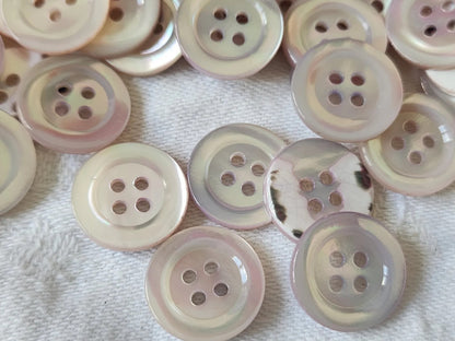 Lot 12 boutons vintage en nacre violet/blanc 1,6 cm ref 5006