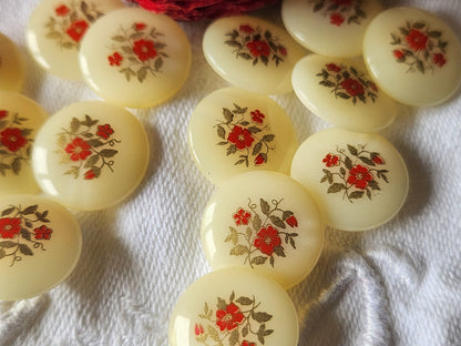 Lot 14 jolis boutons creme  bouquet de fleur pied 1,5 cm ref 5831