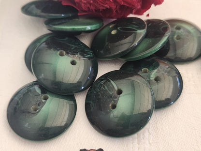 Lot 9 gros boutons vintage vert à vague 2,8 cm veste ref 1761