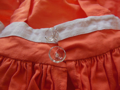Petite robe ancienne enfant  poupée orange vintage champignon B4