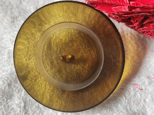 Gros bouton vintage marron fumé pied laiton 4 cm ou 40 mm ref 548