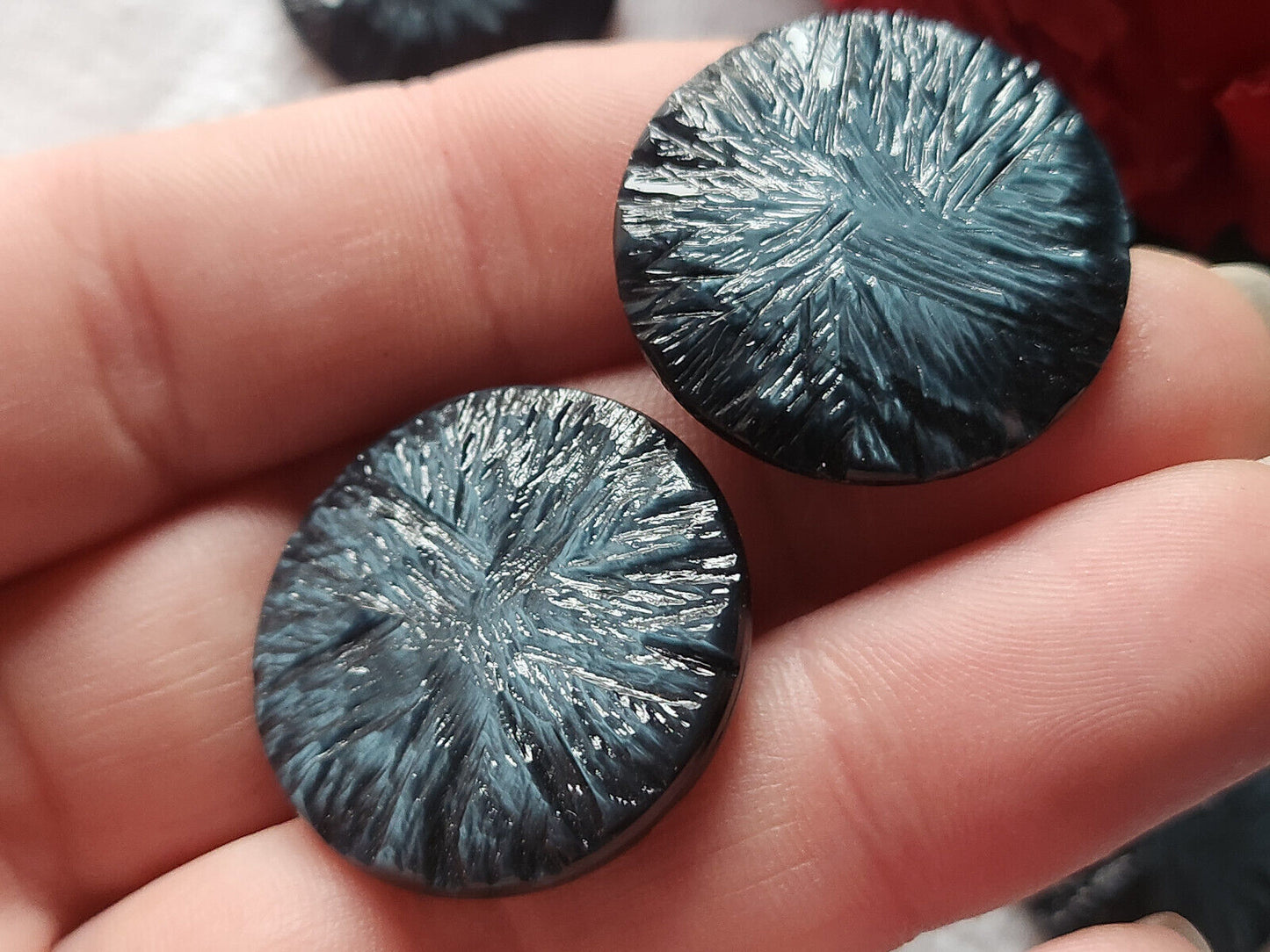 Lot 6 gros boutons vintage bleu texturisé pied 2,7 cm manteaux ref 2693