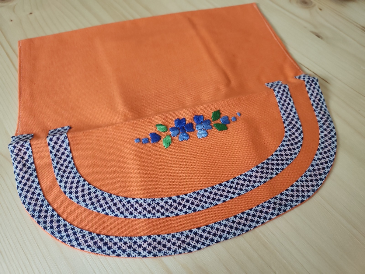 Ancien porte serviette  fait main saumon pochette 13 cm sur 25,5 cm B4