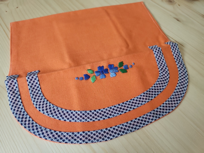 Ancien porte serviette  fait main saumon pochette 13 cm sur 25,5 cm B4