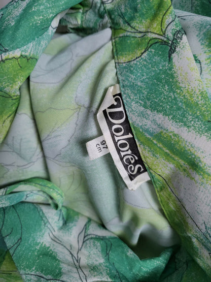 Pur vintage robe ancienne verte fluide légère longue "Dolores"  38/40 ? B5