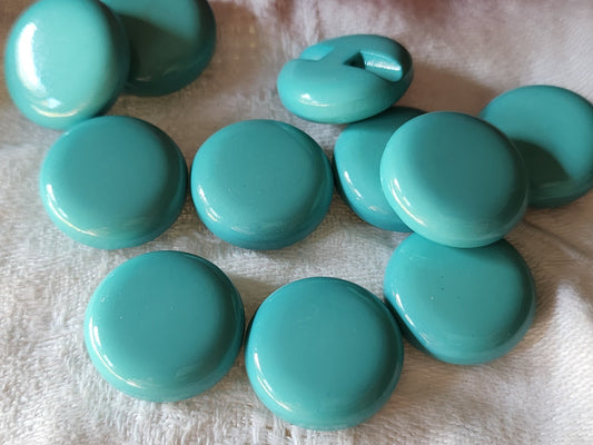 Lot 11 boutons vintage à pied turquoise lumineux bleu 1,9 cm ref 2837