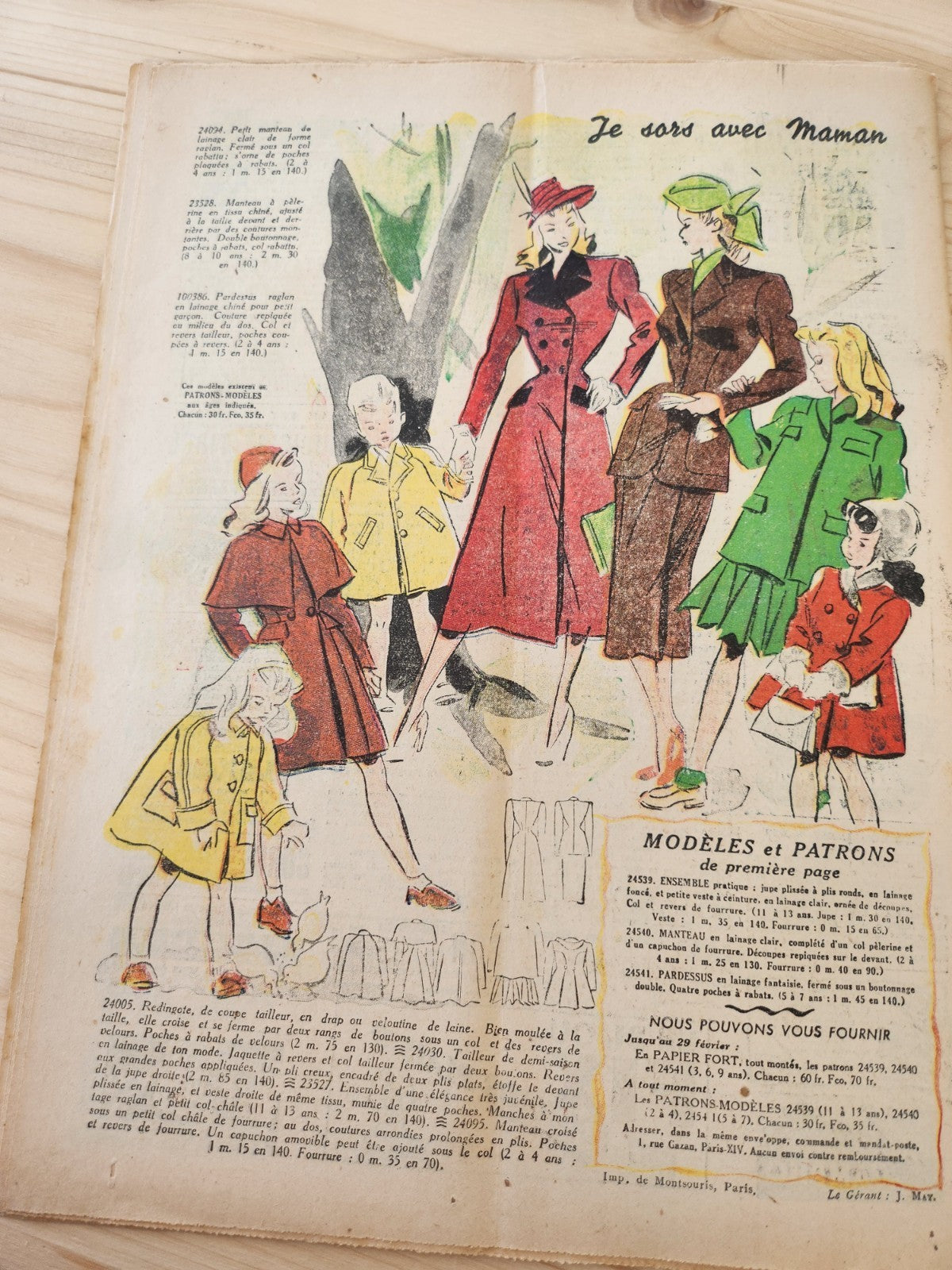 Le petit echo de la mode 1948 n°7  dans la poche de mon tablier chapeaux filles