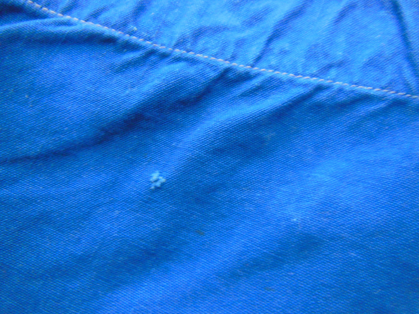 Petite salopette ancienne enfant grande poupée bleu de travail vintage 6 ans B1