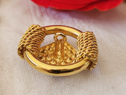 Superbe et gros bouton vintage metal paré de strass doré 3,1 cm ref 3883