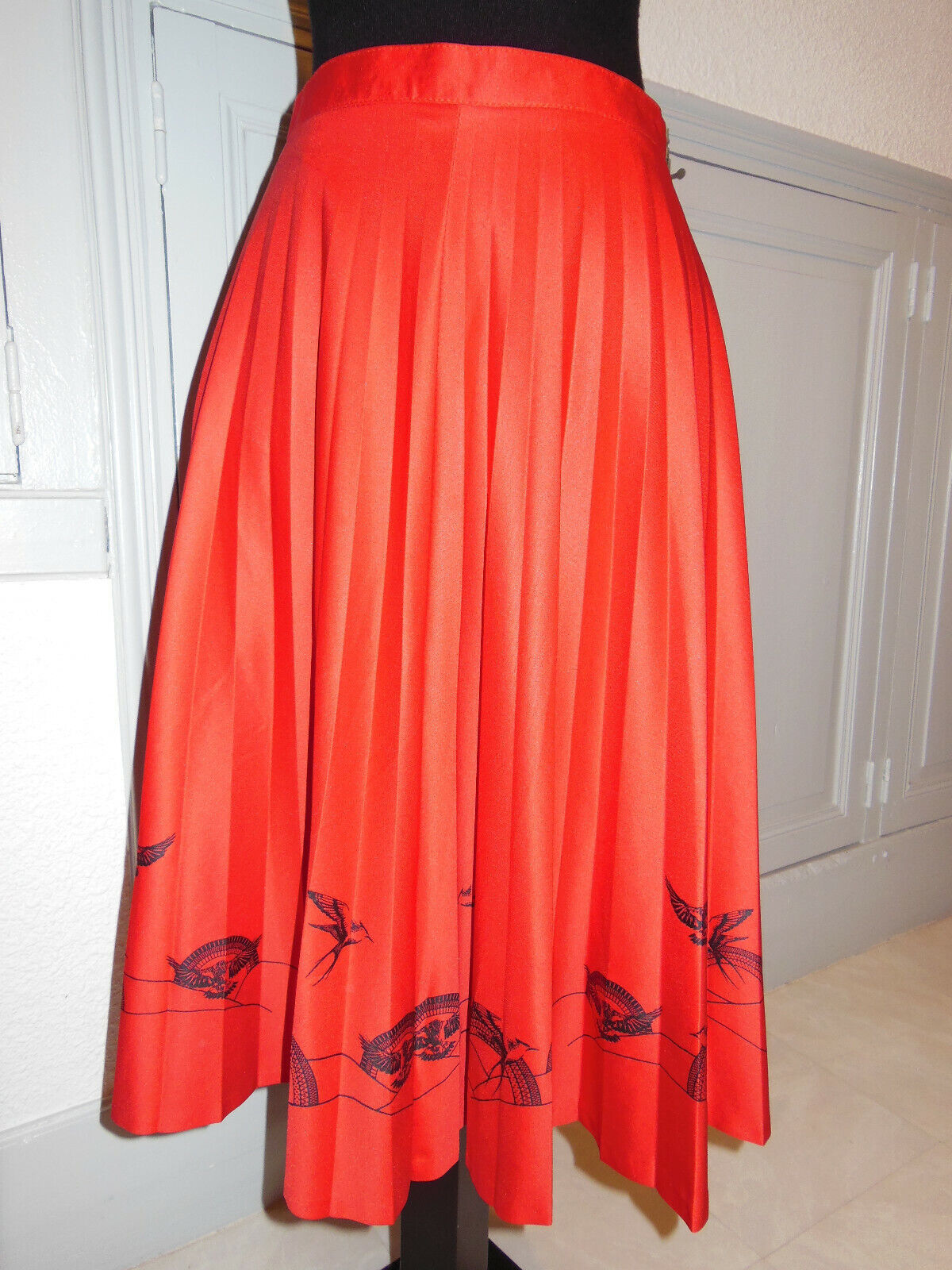 Pur vintage jupe plissée rouge motif noire originale  T38  ref B7