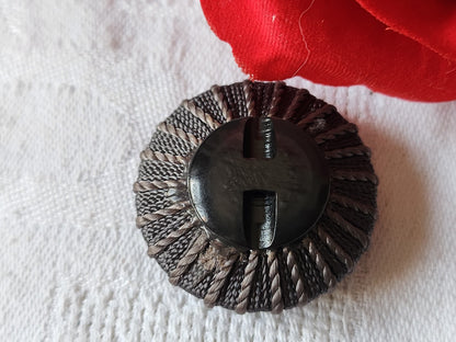 Boutons ancien passementerie gris travaillé gros 3,1 cm ref 753