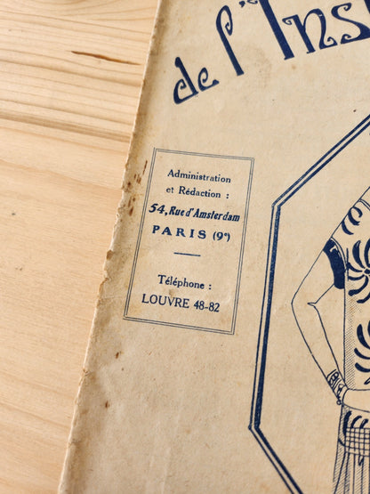 Journal de l'institut de coupe de paris année folle mode Fevrier 1926 patron