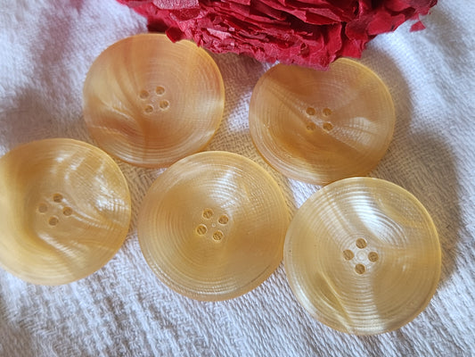 Lot 5 gros boutons vintage orange clair texturé trous  2,7 cm ref 5870