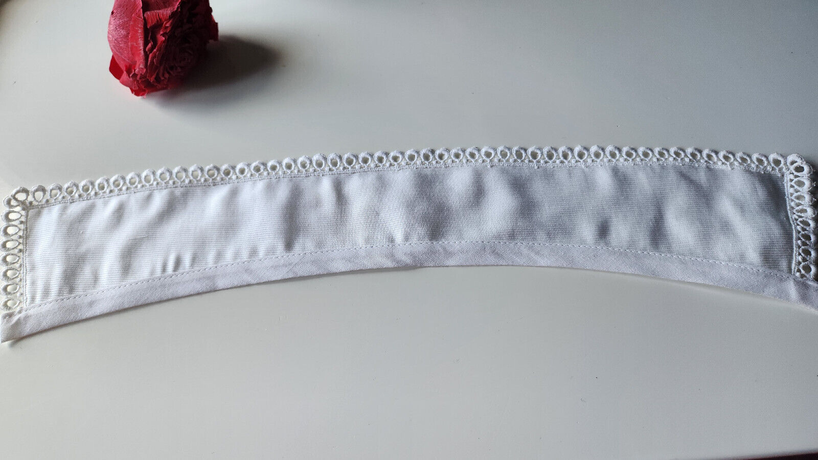 Ancien  col tissu blanc tramée  dentelle  vintage  B7-41