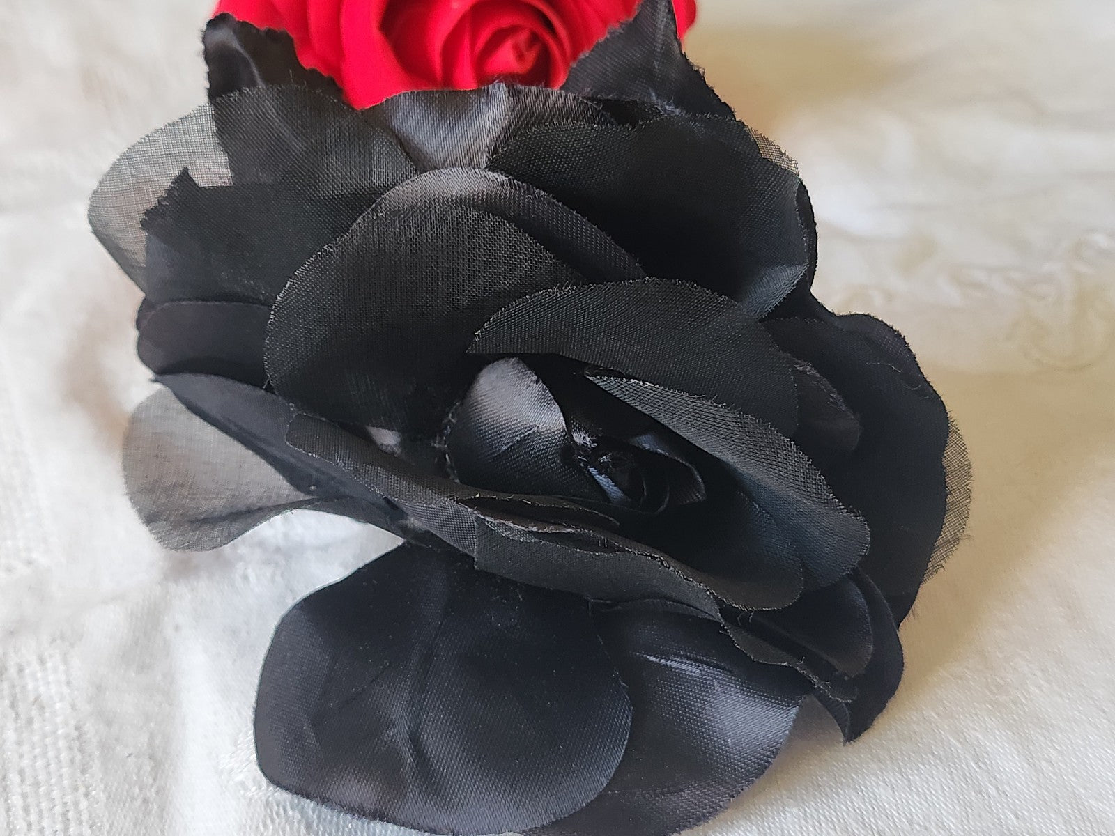 Grosse fleur ancienne noir chapeau sur broche 11, cm T0-12