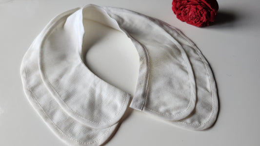 Col ancien vintage tissu tramé double vbvolant blanc B1-25