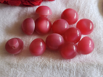 Lot 12 boutons vintage  rose bombé à pied petit layette 1,1 cm ref 4699