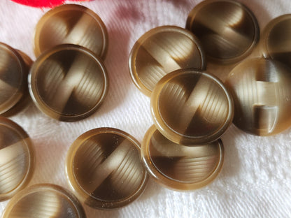 Lot 12  boutons vintage marron camaieu pied plat 1,8 cm ref 3555