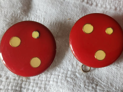 Rare Boucle de ceinture ancienne avec ses 8 boutons assortis rouge  T1