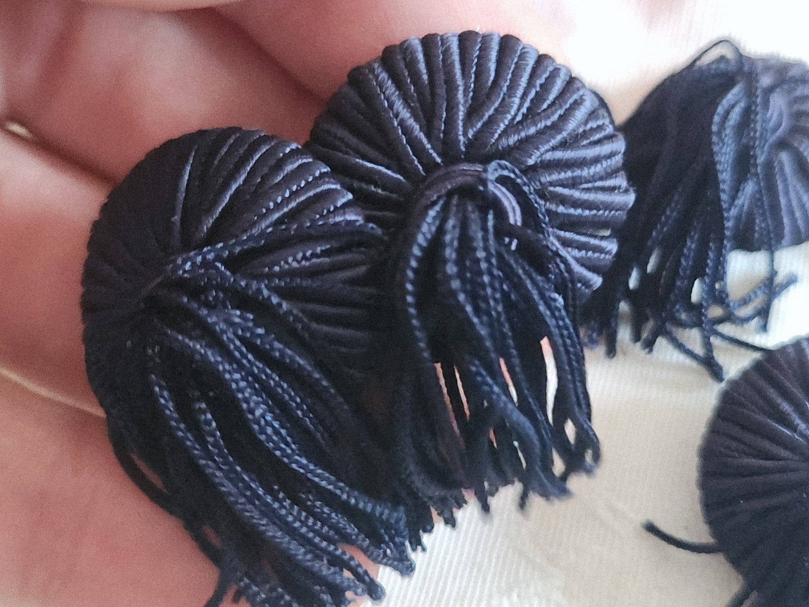 Lot 6 boutons anciens vintage passementerie bleu pendant 2,5 cm ref 6401