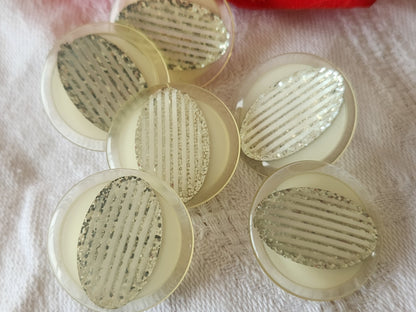 Lot 6 boutons vintage blanc paillette à pied 2,2 cm superbe ref 3944