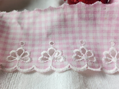 bordure galon feston rose vichy drap robe 1 mètre 70  sur 6 cm T1-7