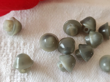Lot 12 mini boutons vintage gris pied champignon 0,9 cm 9 mm ref 6417
